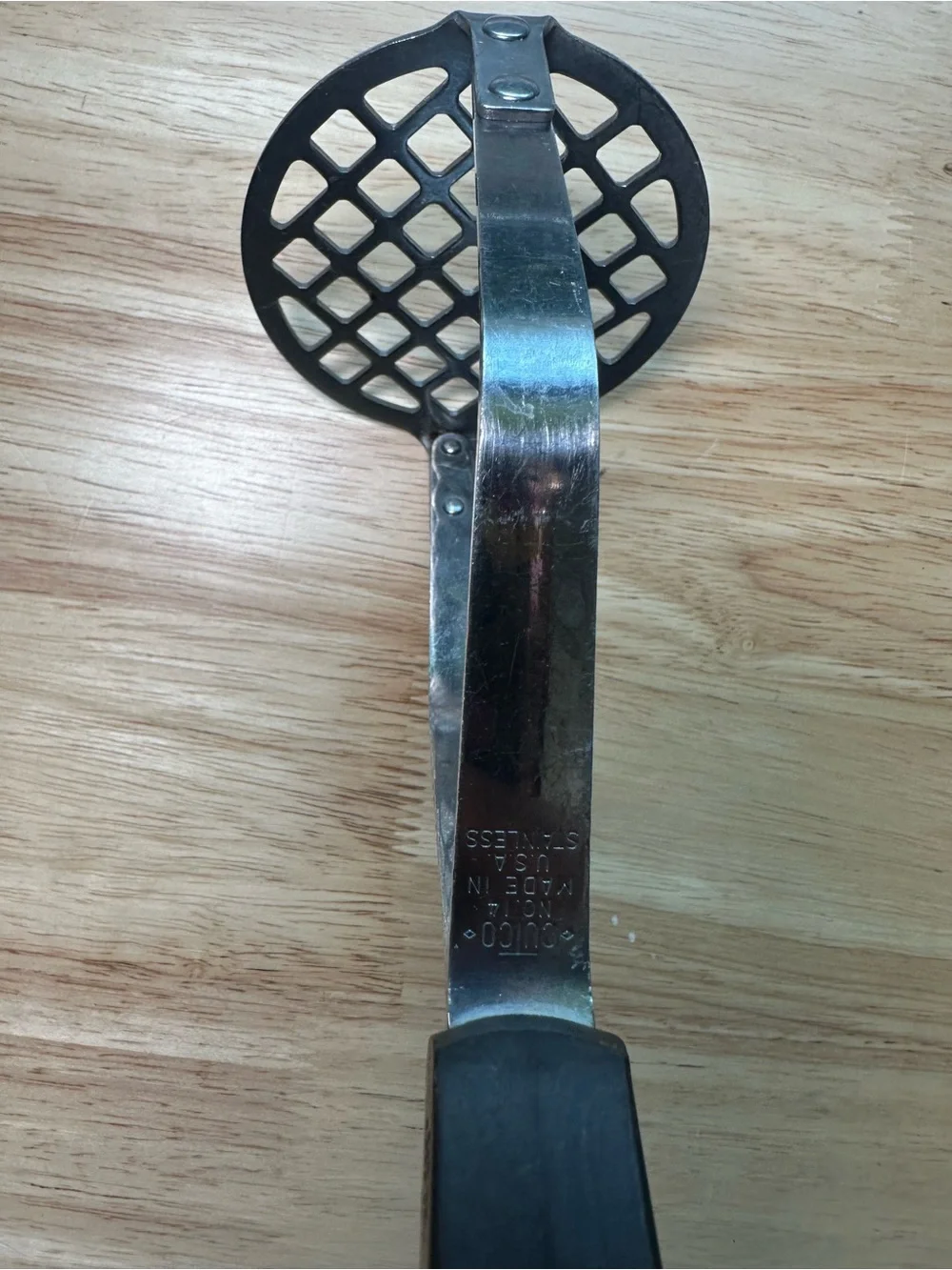 Cutco Brown Wooden-Handle Masher no 14 & Slotted Spoon no 13 vintage Set